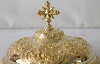 Antique French solid silver gilt Baroque Ciborium